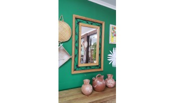 Espelho 0.80 x 1.20 com Folhas de Ferro em Peroba Rosa ES07