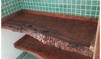 Bancada de madeira para  Lavabo Bordas Naturais - BL10