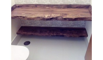 Bancada de madeira para  Lavabo Bordas Naturais - BL10
