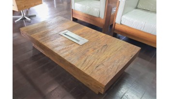 Mesa de Centro de madeira Design Reto com Lareira Ecologica MC18